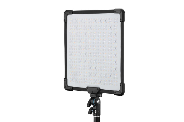 Godox FH50R RGB LED flexible light panel, 31.7x31.1x3.4 cm, color temp 2500-10000K with full RGB control, CRI/TLCI 96, 14 built-in light effects, wireless Bluetooth and 2.4G control, lightweight and bendable, includes adapter holder and carry bag