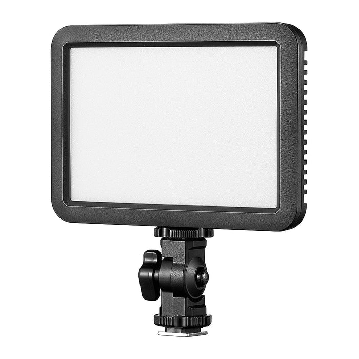 Godox LDP8Bi bi-color LED video light panel—compact rectangular panel with cold-shoe mount.