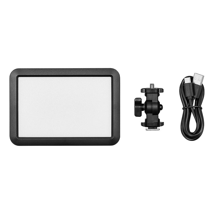 Godox LDP8Bi bi-color LED video light panel—compact rectangular panel with cold-shoe mount.