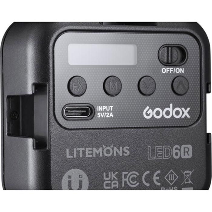 Godox LiteMons RGB LED light with adjustable color temperature and full color spectrum for photography and video.