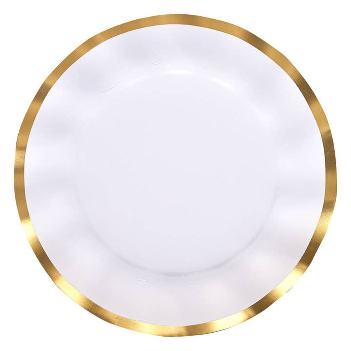 Gold & White Dinner Plate