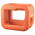 Orange protective case for GoPro cameras on a white background