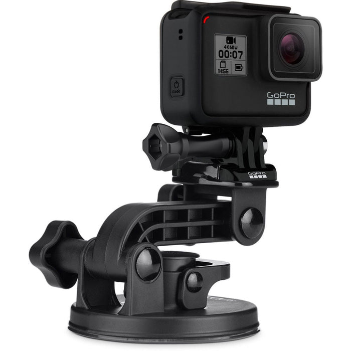 GoPro camera with suction cup mount on a white background