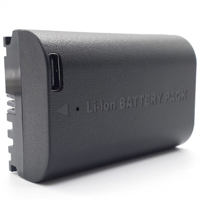 Black lithium-ion battery pack on a white background