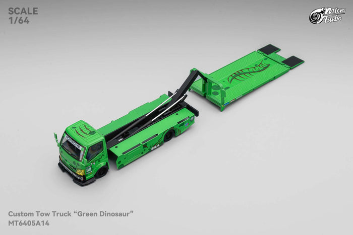 (PRE-ORDER) Green Rexy Dino Custom Tow Truck Flat Bed  Micro Turbo Mega Gear 1/64 scale MG - 642
