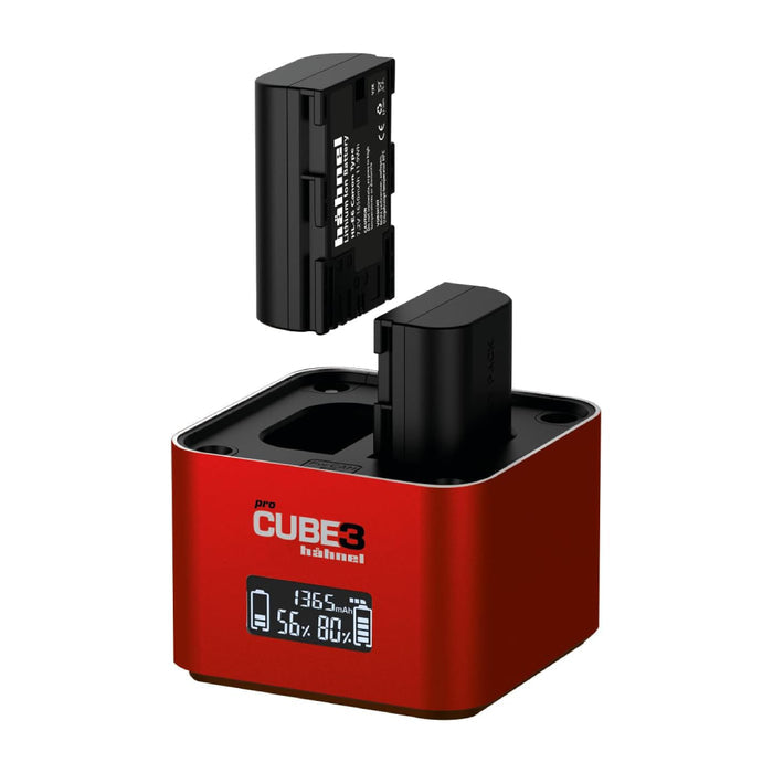 Hähnel ProCube3 Canon battery charger with batteries in tray