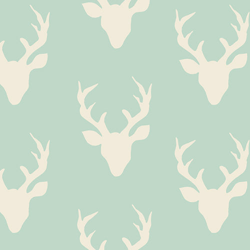 Hello Bear Buck Forest Mint Deer Reindeer Woodland Fabric by the yard