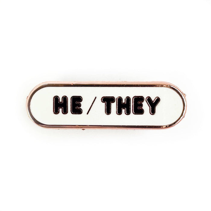 He/They Pronoun Plaque Enamel Pin