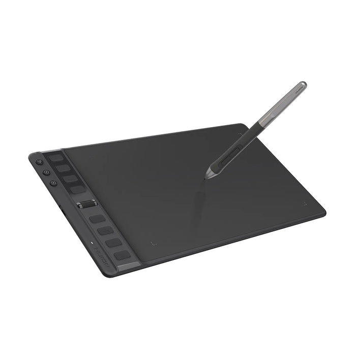Huion Inspiroy 2 features a unique custom Scroller and 24 programmable shortcuts, streamlining your workflow on this advanced Huion drawing tablet.