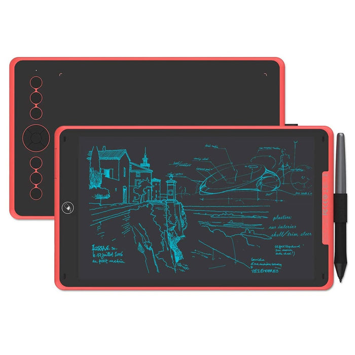 Huion Inspiroy Ink H320M Coral Red dual-purpose graphics tablet with pen tablet and LCD writing pad.