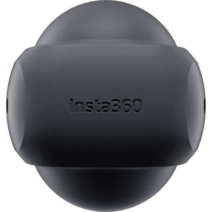 Black spherical camera with 'insta360' branding on a white background
