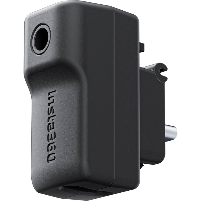 Black electronic device with 'Insta360' branding on a white background