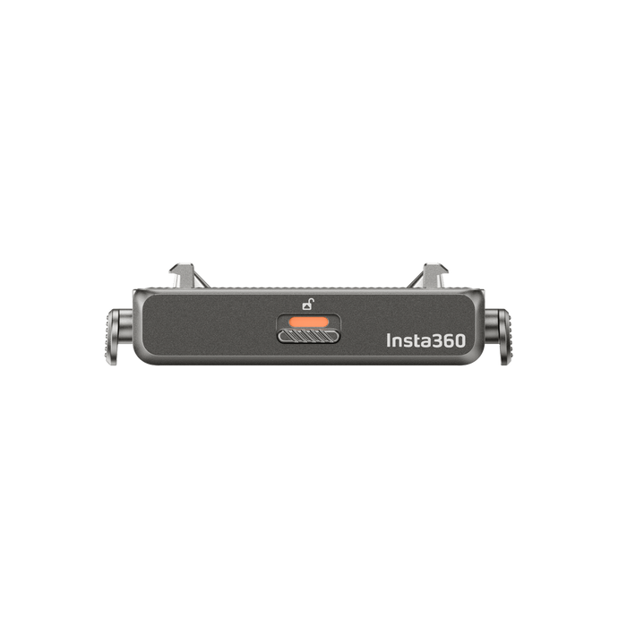 Ultra-thin magnetic quick release mount for Insta360 X5 with secure sliding lock, 1/4” tripod compatibility, designed to stay invisible in 360° shots and enable rapid camera changes.