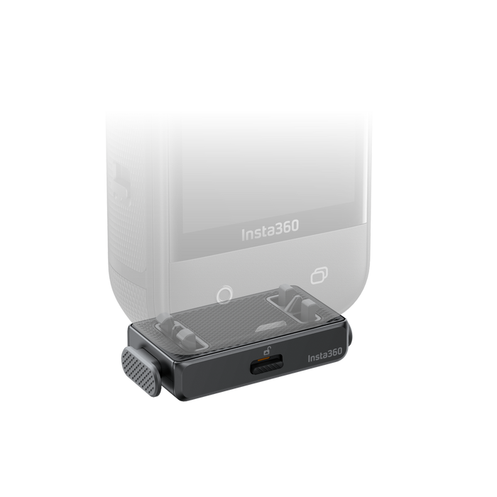Ultra-thin magnetic quick release mount for Insta360 X5 with secure sliding lock, 1/4” tripod compatibility, designed to stay invisible in 360° shots and enable rapid camera changes.
