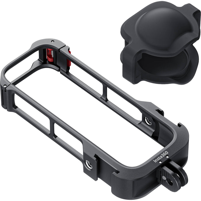 Insta360 Utility Frame for X4 – durable protective housing with cold shoe mounts and folding fingers for mounting accessories on the X4 camera.