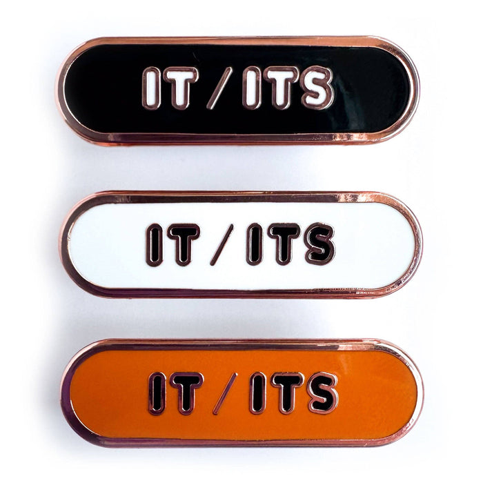 It/Its Pronoun Plaque Enamel Pin