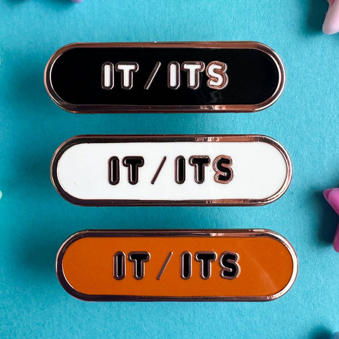 It/Its Pronoun Plaque Enamel Pin