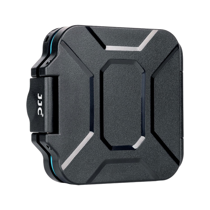 Compact and slim memory card case with great shock absorption.