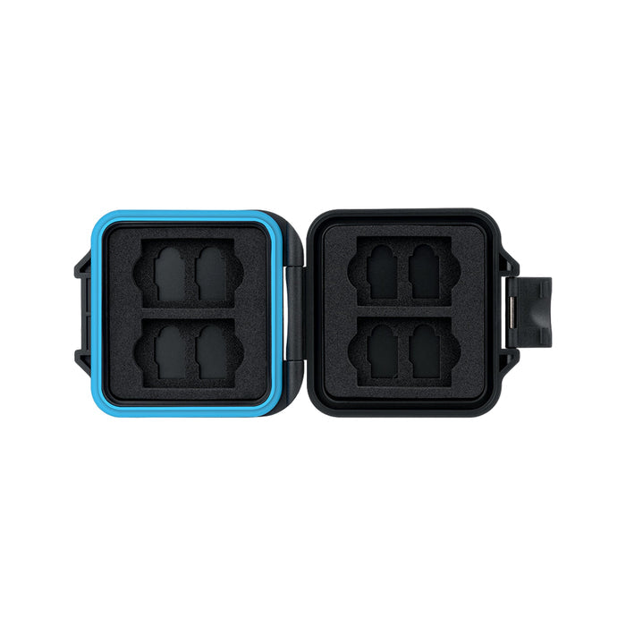 Compact and slim memory card case with great shock absorption.