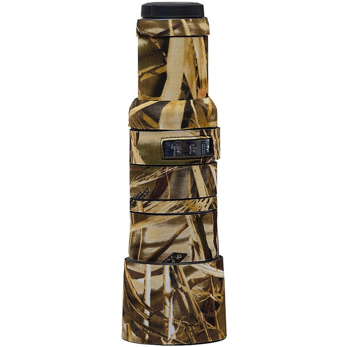 LensCoat neoprene cover for Canon RF 600mm f/11 IS STM, providing protection and camouflage for wildlife and outdoor photography.