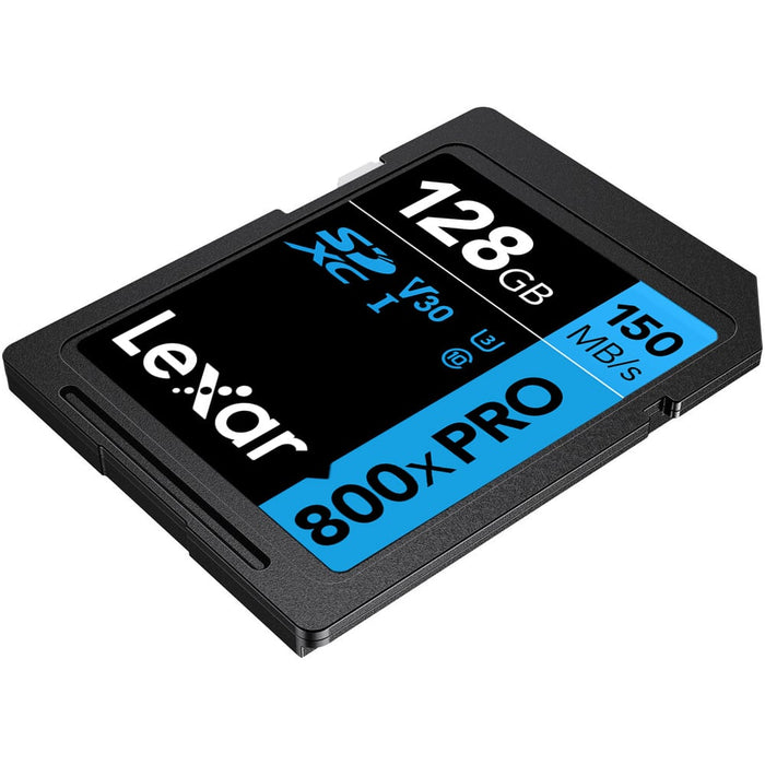 Lexar 128GB SD card on a white background