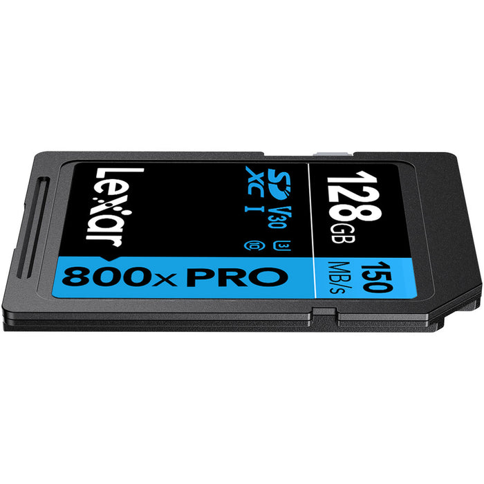Lexar 128GB SD card on a white background