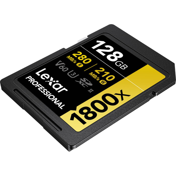 Enjoy a super-fast read speed of 280MB/s with the Lexar 128GB Professional 1800x UHS-II Memory Card. A great addition to your kit and for post-production.