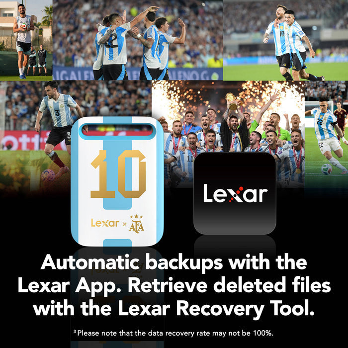 Lexar Air Elite Legends 512GB Portable SSD Argentina Edition - showing backup features