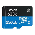 The Lexar 256GB 633x microSDXC Memory Card features up to 100MB/s read and up to 45MB/s write speeds.