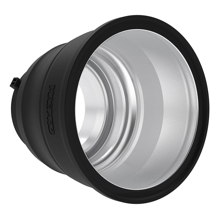 The MagMod Reflector XL is a collapsible, gelable, and magnetic reflector for strobe flashes, featuring a highly-reflective interior and a durable construction, optimized for controlling light and color.