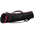 Manfrotto 100cm padded tripod bag with wider top for larger tripod heads, easy-access top flap, and durable ballistic nylon design for protection on the go.