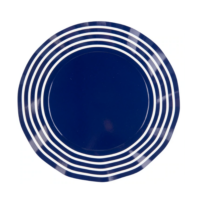 Navy Wavy Dinner Plate