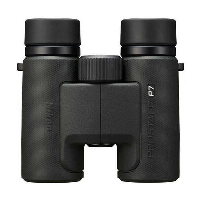 Nikon Prostaff P7 10x binoculars with bright views, 105m field of view, and waterproof, rugged design for outdoor use.