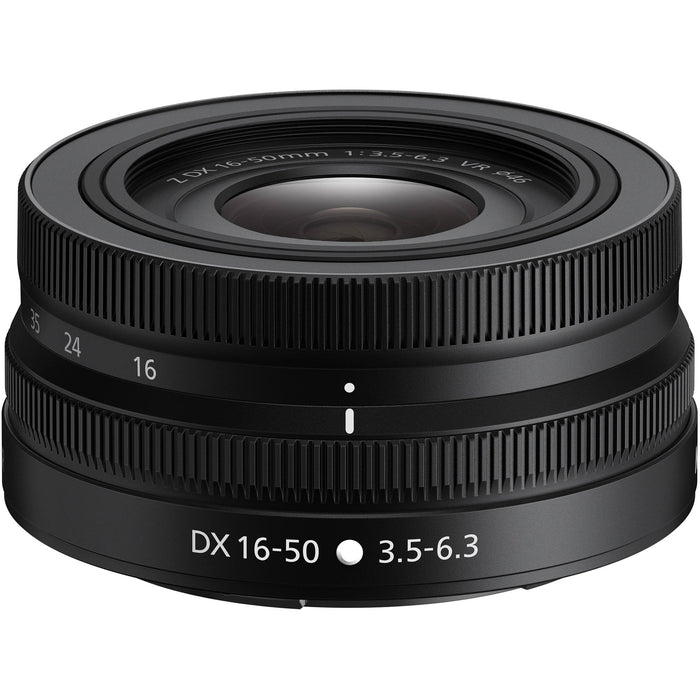 Nikon Z DX 16-50mm f/3.5-6.3 VR Lens in black – compact, versatile zoom lens with Vibration Reduction, ideal for everyday photography.