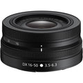 Nikon Z DX 16-50mm f/3.5-6.3 VR Lens in black – compact, versatile zoom lens with Vibration Reduction, ideal for everyday photography.
