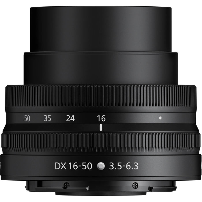 Nikon Z DX 16-50mm f/3.5-6.3 VR Lens in black – compact, versatile zoom lens with Vibration Reduction, ideal for everyday photography.