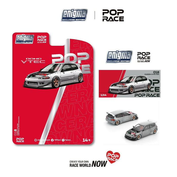 Pandem Honda Civic EG6 Raw Metal Pop Race Enigma Special Edition 1/64 PRE018