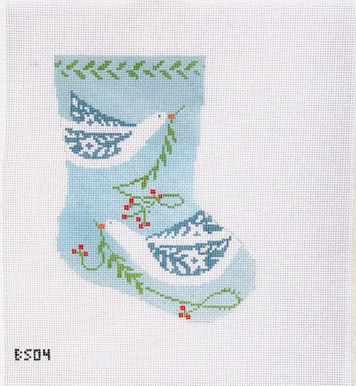 Peace Birds on Blue Mini Stocking