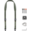 PGYTECH Camera Strap in Fern Green with quick-release clips and adjustable padded shoulder support, designed for DSLR and mirrorless cameras.