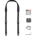 PGYTECH Camera Strap in Night Black with quick-release buckles, padded shoulder support, and adjustable design for DSLR and mirrorless cameras.