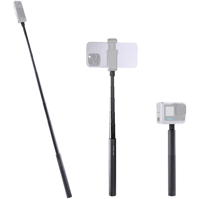 PGYTECH 96cm extendable selfie stick with lightweight aluminum alloy build, universal 1/4"-20 thread, 350g load capacity, and invisible design for Insta360 cameras.