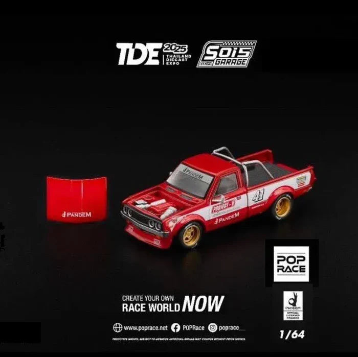 Pick up truck Pandem Datsun 620 Red TDE Event Exclusive 1/64 scale Pop Race PR640283