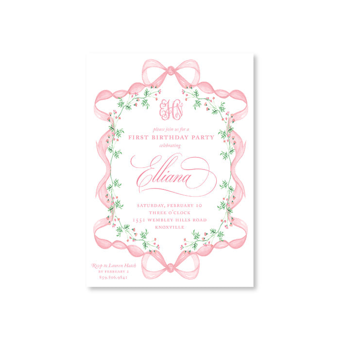 Pink Bow Invitations