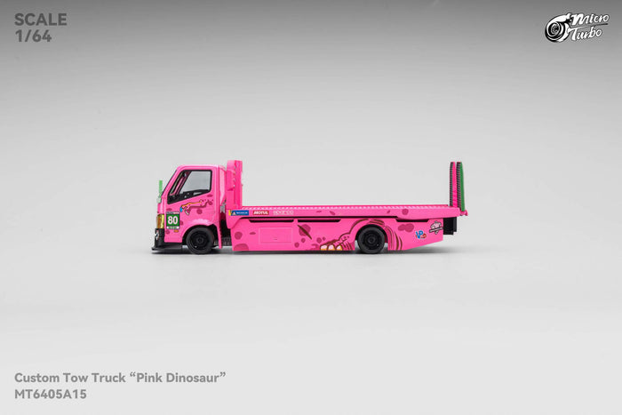 (PRE-ORDER) Pink Roxy Dino Custom Tow Truck Flat Bed  Micro Turbo Mega Gear 1/64 scale MG - 641
