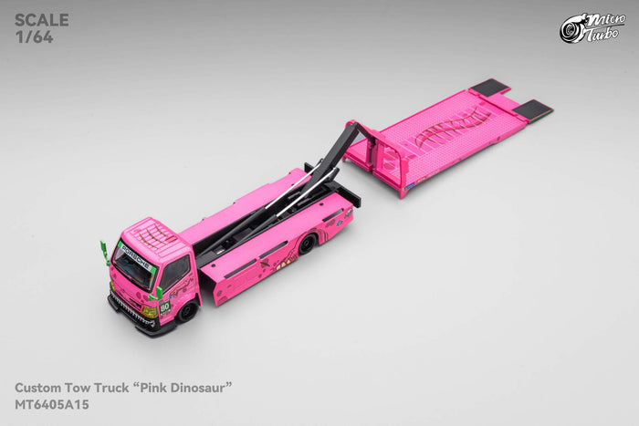(PRE-ORDER) Pink Roxy Dino Custom Tow Truck Flat Bed  Micro Turbo Mega Gear 1/64 scale MG - 641