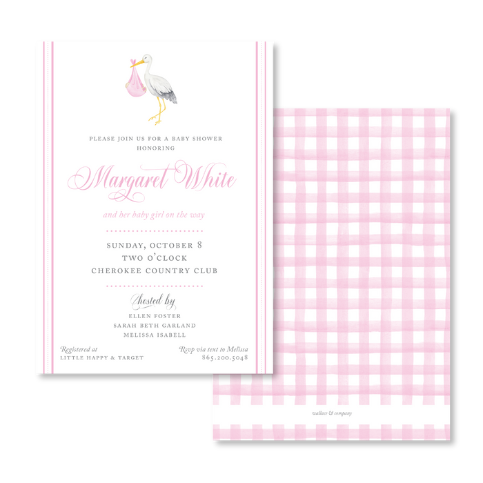 Pink Stork Invitations