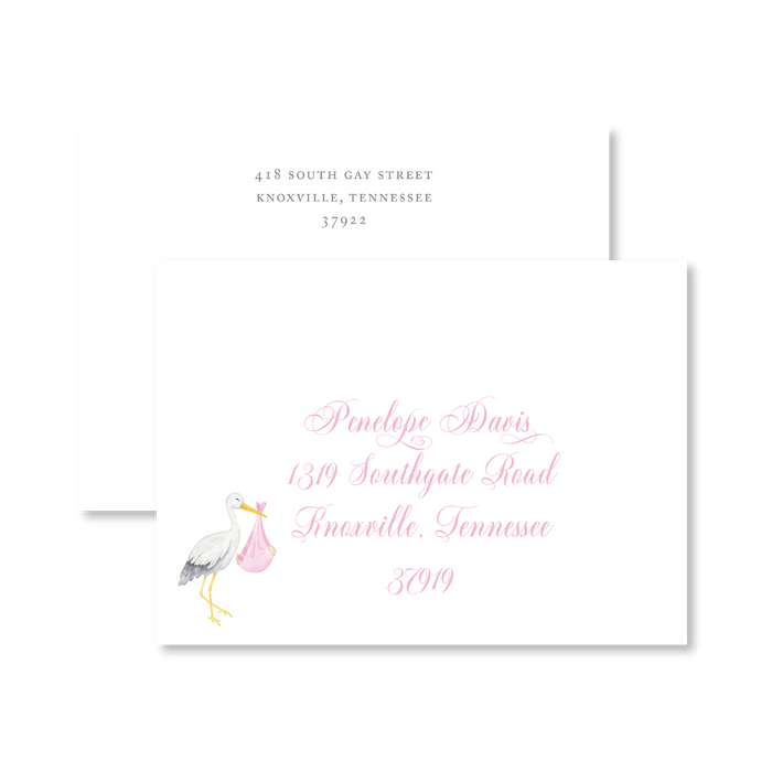 Pink Stork Invitations