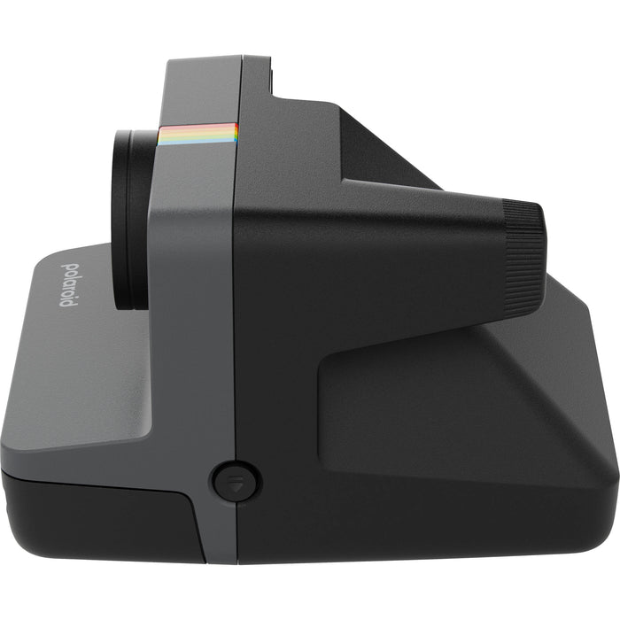 Polaroid Now Generation 3 Starter Set in black, featuring upgraded two-lens autofocus system, double-exposure and self-timer modes, built-in tripod mount, accurate flash, USB-C rechargeable battery, made with 40% recycled plastics, compatible with Polaroid i-Type and 600 film."