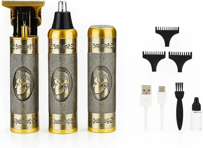 Professional 3-in-1 Men’s Grooming Kit – Gold Metal Edition