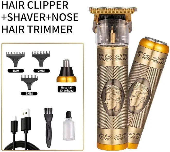 Professional 3-in-1 Men’s Grooming Kit – Gold Metal Edition